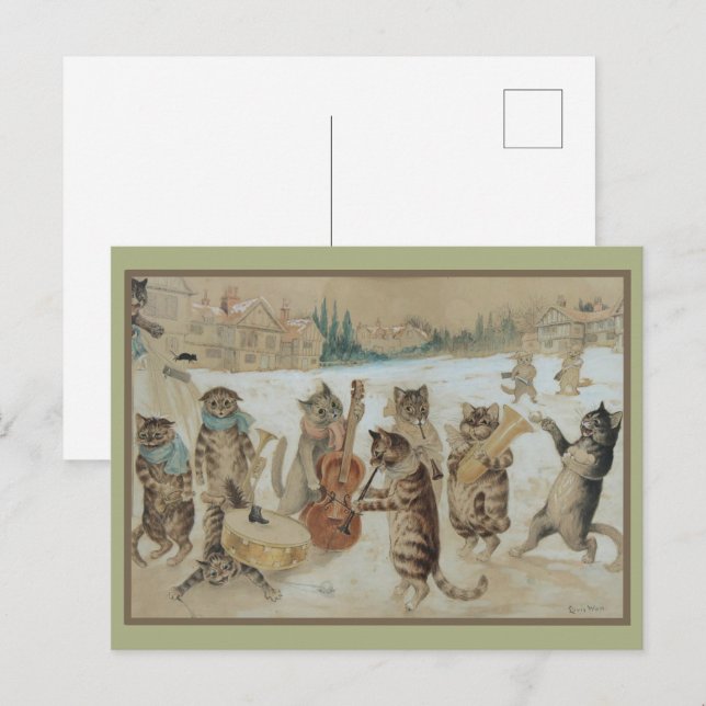 Julkappor:Sång Singing av Louis William Wain Vykort (Fram/baksida)