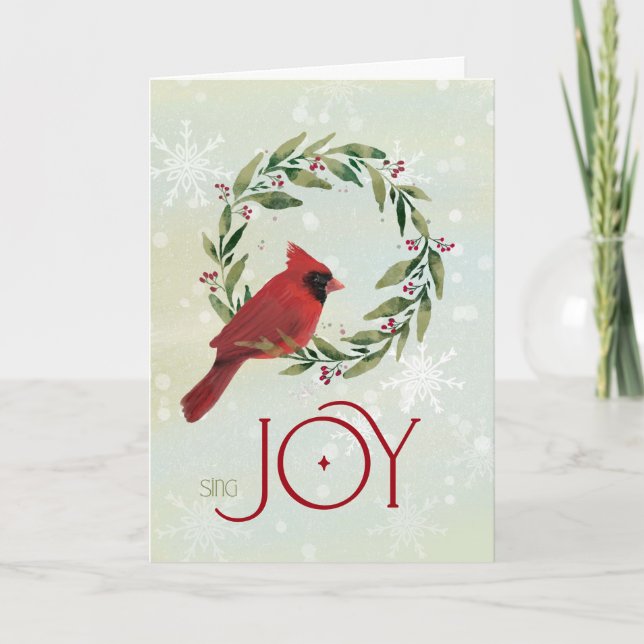 Julkardinal i Festive WAN med Sjunga Joy Kort (Framsida)