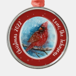 Julkardinal Snöflingor på Red eller Blue Julgransprydnad Metall