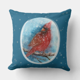 Julkardinal Snöflingor på Red eller Blue Kudde