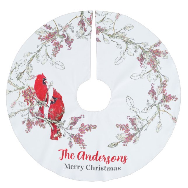 Julkardinal Träd Skirt Julgransmatta Borstad Polyester (Framsidan)