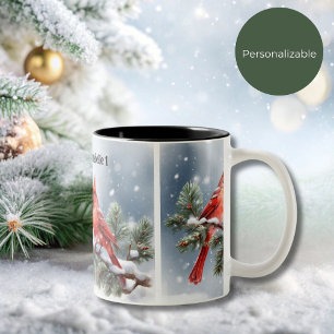 Julkardinaler i Snö 2 Mugg