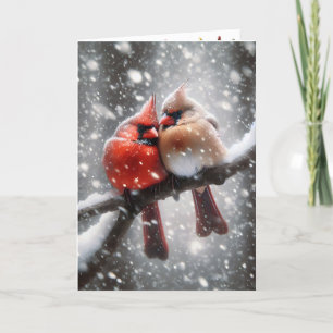 Julkardinaler på en snöig Gren Helgkort