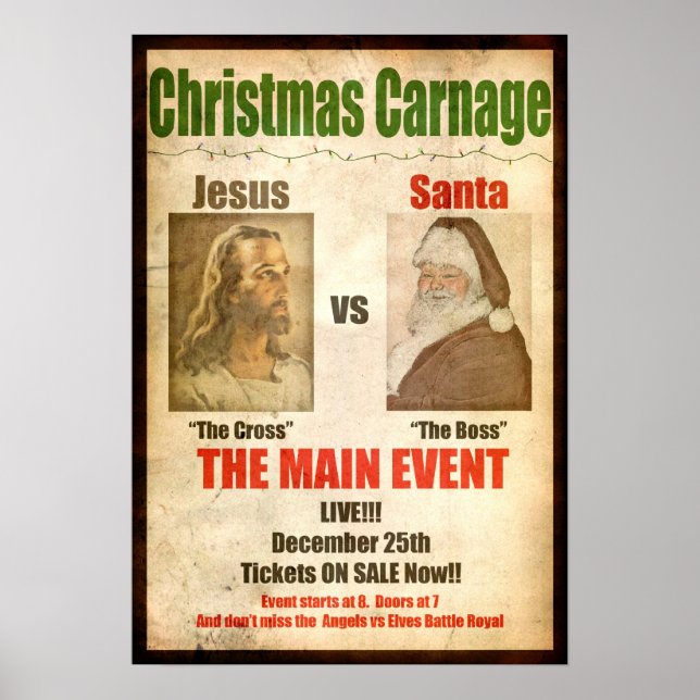Julkarnage Jesus mot Santa Poster (Framsidan)