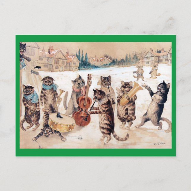 Julkarpsång, Louis Wain Vykort (Framsida)