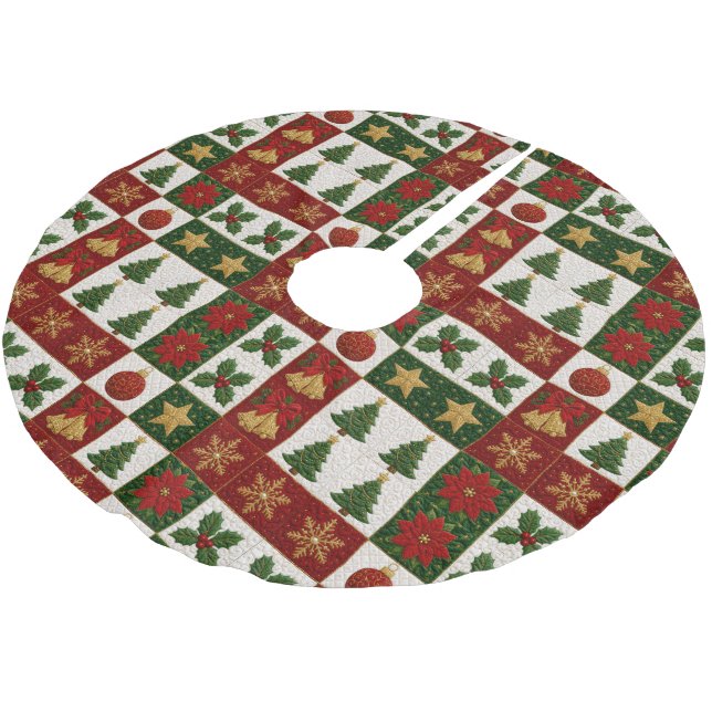 Julkarvad fyrkant julgransmatta borstad polyester (Vinklad)