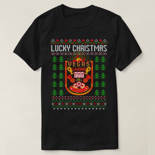 Julkasino Poker Gambling Las Vegas Ugly Xma T Shirt (Design framsida)