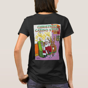Julkasino Stil-kvinnor, svart T-shirt tillbaka