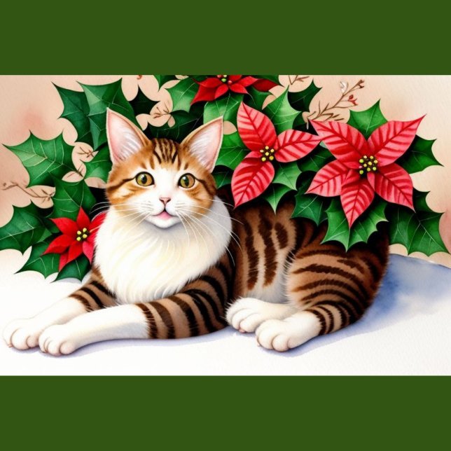 Julkat med julstjärnor kudde (“Purrfectly festive—this cat’s ready for Christmas cuddles!”)