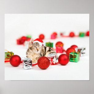 Julkat med röd tomtehatt jul poster