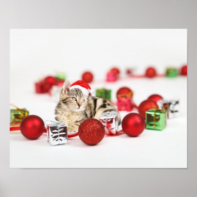 Julkat med röd tomtehatt jul poster (Framsidan)