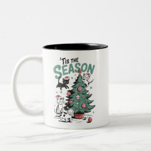 Julkat Retro Det Är Julens Tid Meowy Catmas Två-Tonad Mugg