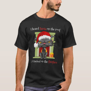Julkatt Grumpy Anti Santa Hat Bored Humo T Shirt
