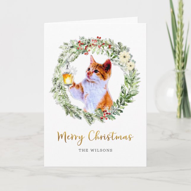 Julkatt i andedräkt helgkort (Framsida)