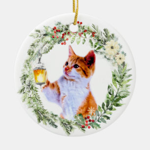 Julkatt i andedräkt med Personlig Julgransprydnad Keramik