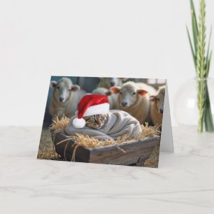 Julkatt i Barn Manger Helgkort