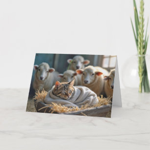 Julkatt i Barn Manger Helgkort