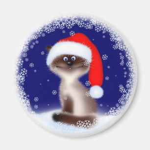 Julkatt i den Santa hatten Magnet