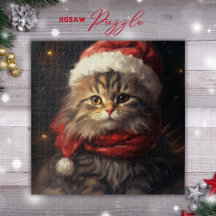 Julkatt i en julhatt-pussel