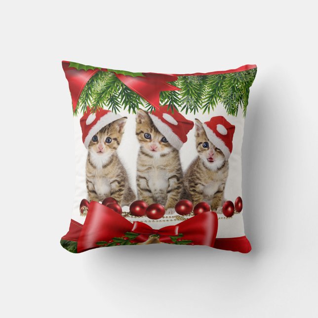 Julkatt Kudde (Red Hats Cute Kittens Christmas Throw Pillow )
