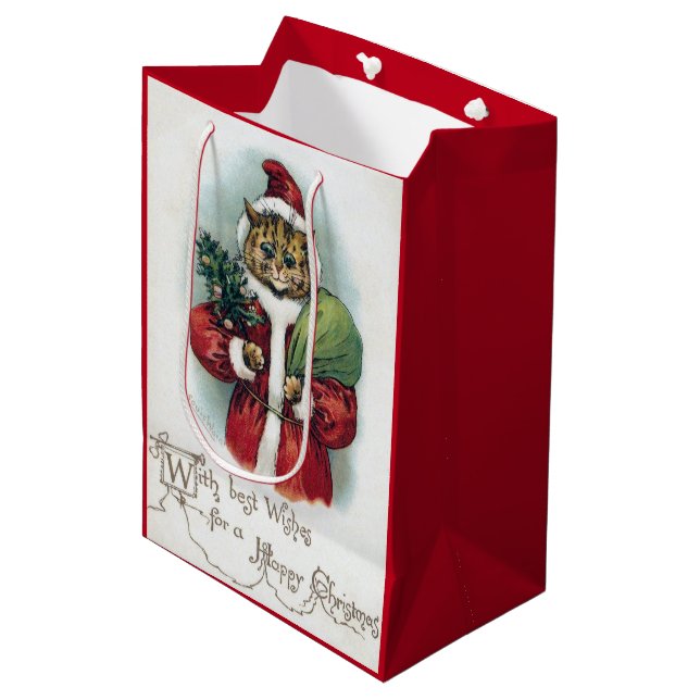 Julkatt, Louis Wain Medium Gift Bag (Framsidan Vinklad)