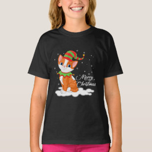 Julkatt med Elf Hat Funny Gift T Shirt