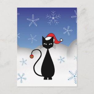 Julkatt med Snöflingor Helg Vykort