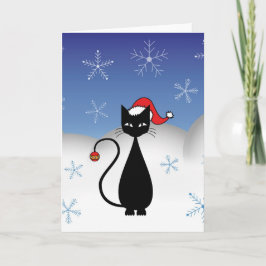 Julkatt med Snöflingor Helgkort