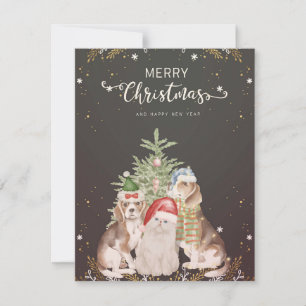 Julkatt och Hundar Cute-julkort