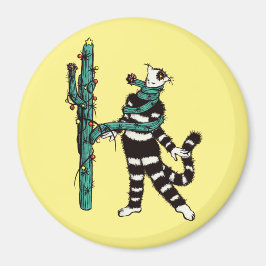 Julkatt och kaktus Konstig Julafton Magnet