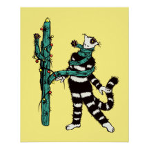 Julkatt och kaktus Konstig Julafton