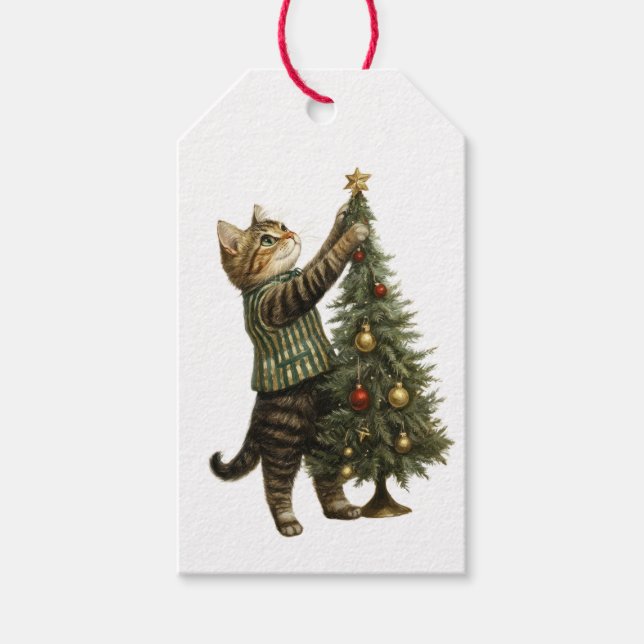 JULKATT OCH TRÄD PRESENTKORT PRESENTETIKETT (Framsidan)