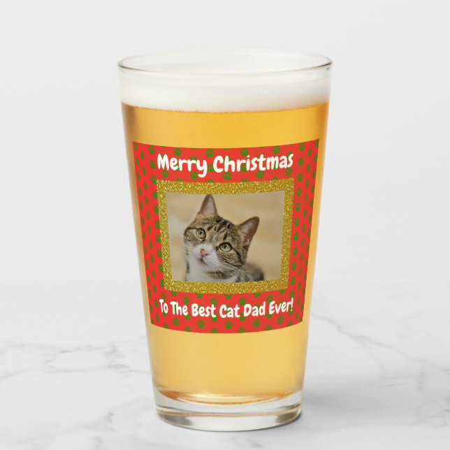 Julkatt Pappa Bästa någonsin Pet Photo Beer Pint Glaskopp (Framsida fylld)