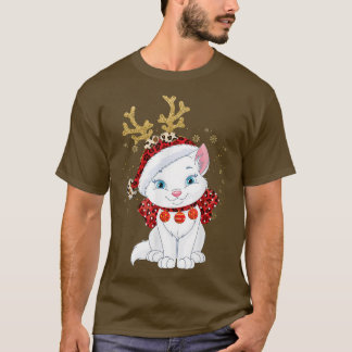 Julkatt Reindeer Light Antlers Manar Women Boy T Shirt