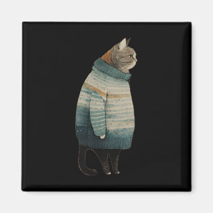 Julkatt Roligt Kitten Pet Tjock Grått Kat in Magnet