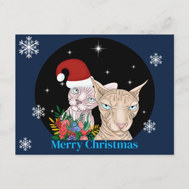 Julkatt under stjärnan himmel vykort (Framsida)