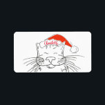 Julkatt vit och röd tabbe adressetikett<br><div class="desc">Personlig Julvit och röd tabby katt i jultomteetiketten. En roligt illustrerade etiketten för gåvor som ges till kattälskare eller kuvert. Matchande gratulationskort,  kopp och presentsäckar finns också i den här utformningen. Du kan anpassa namn på etiketten genom att klicka på Anpassa.</div>