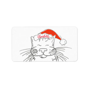 Julkatt vit och röd tabbe adressetikett