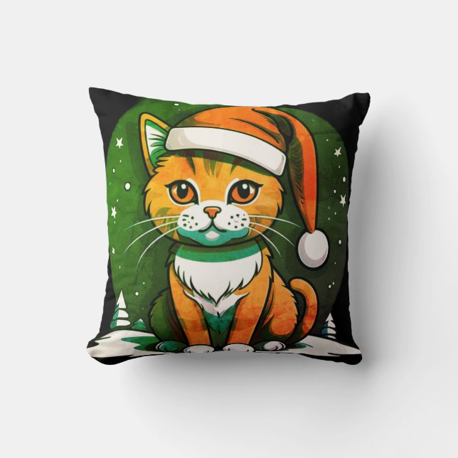 Julkattdesign: Cute & Festive Helgdag Stil Kudde (Framsida)