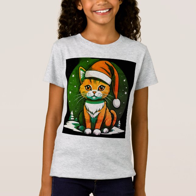 Julkattdesign: Cute & Festive Helgdag Stil T Shirt (Framsida)