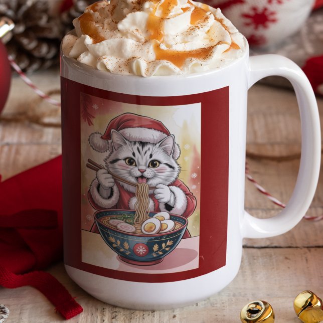 Julkatten äter Ramen Japansk Högtid Kaffemugg (Skapare uppladdad)