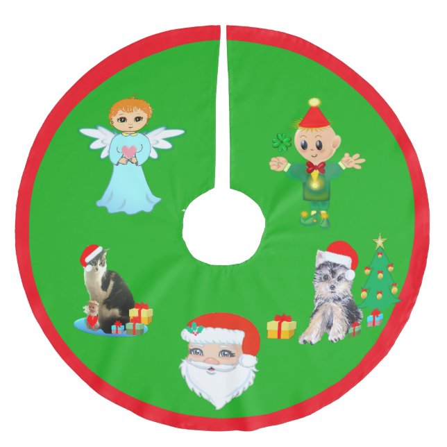Julkatten, Hund, Ängel, Tomte & Jultomten Julgransmatta Borstad Polyester (Framsidan)