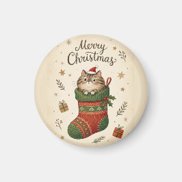 Julkatten i julstrumpa magnet