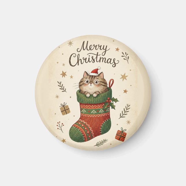 Julkatten i julstrumpa magnet (Framsidan)