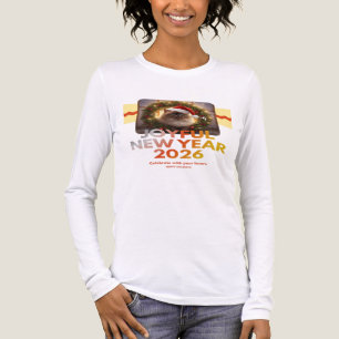 Julkatten i krans – Fluffig katt Santa mössa T Shirt