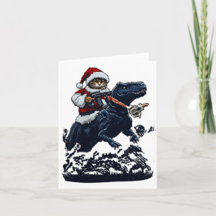 Julkatten i tomteluva håller en pistol och dinos kort