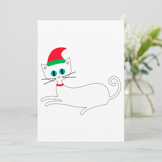 Julkatten iförd julhatt inbjudningar (Skapare uppladdad)