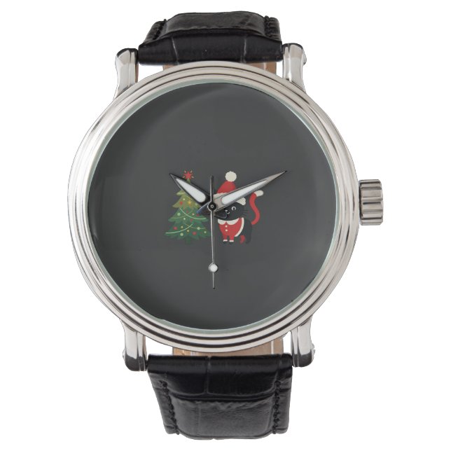 Julkatten Jultomten Träd Vektor Armbandsur (Framsida)