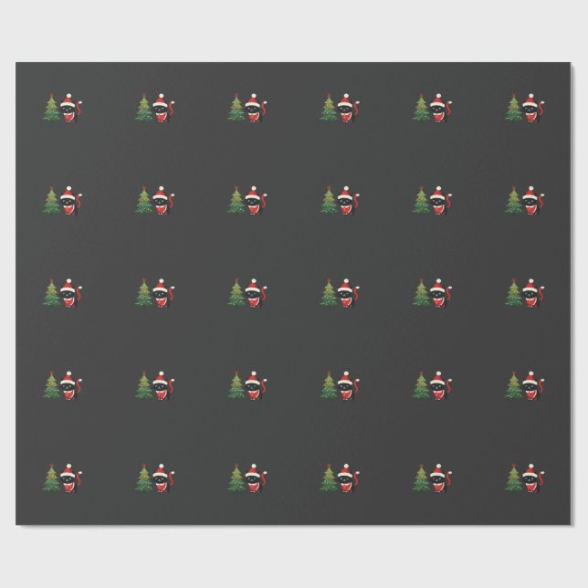 Julkatten Jultomten Träd Vektor Presentpapper (Platt)