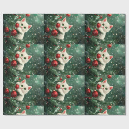 Julkatten klättrar på julgranen presentpapper